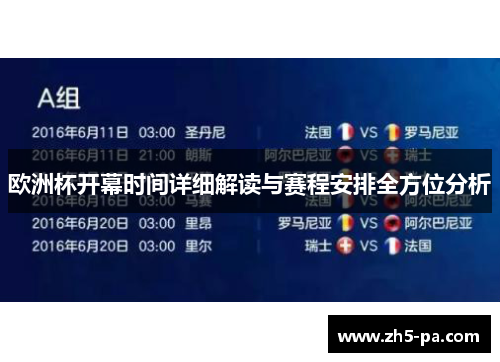 欧洲杯开幕时间详细解读与赛程安排全方位分析 欧洲杯开幕时间详细解读与赛程安排全方位分析